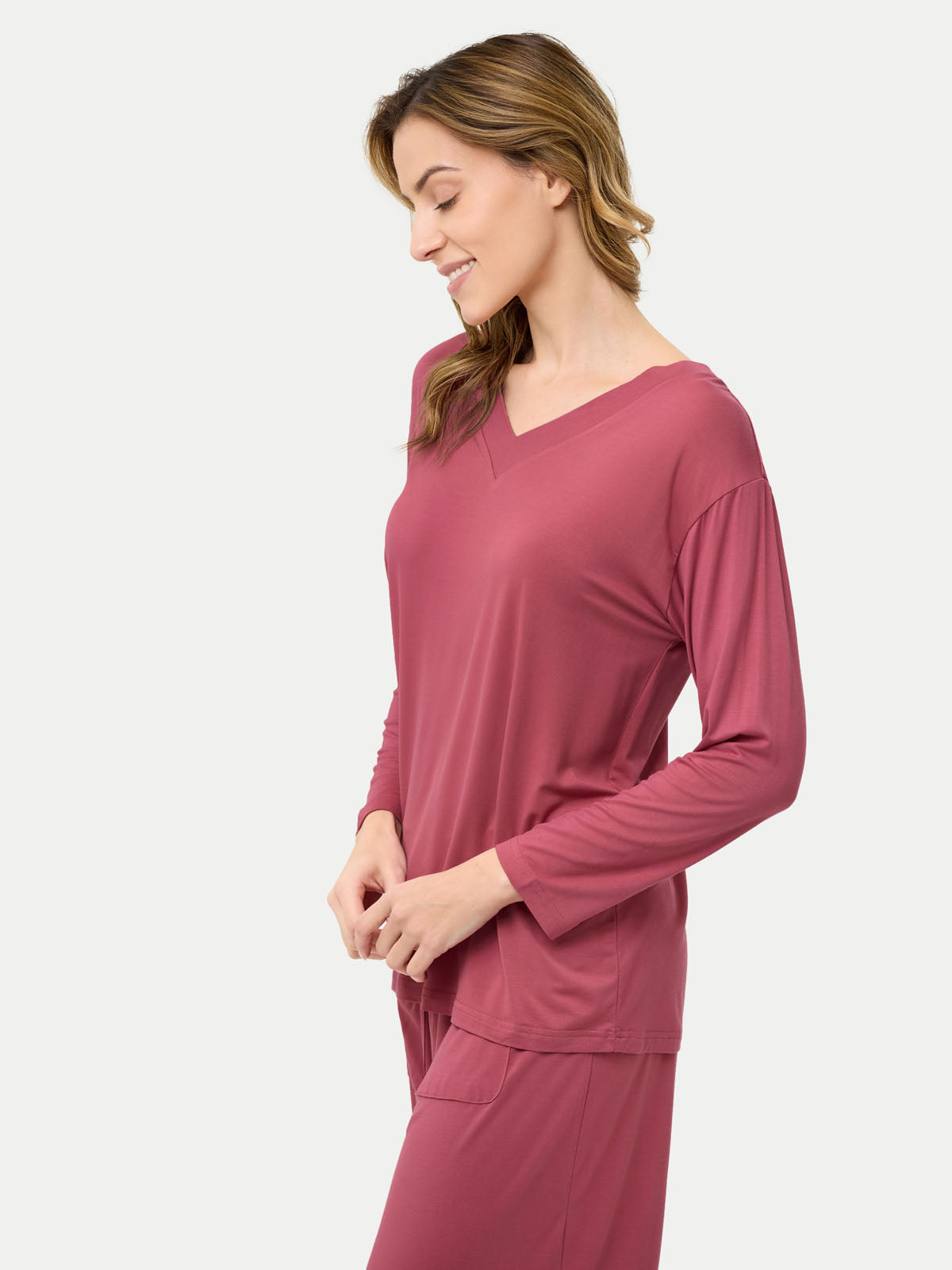 #color_rose wine / Barbara is 5′7″ wearing a size S