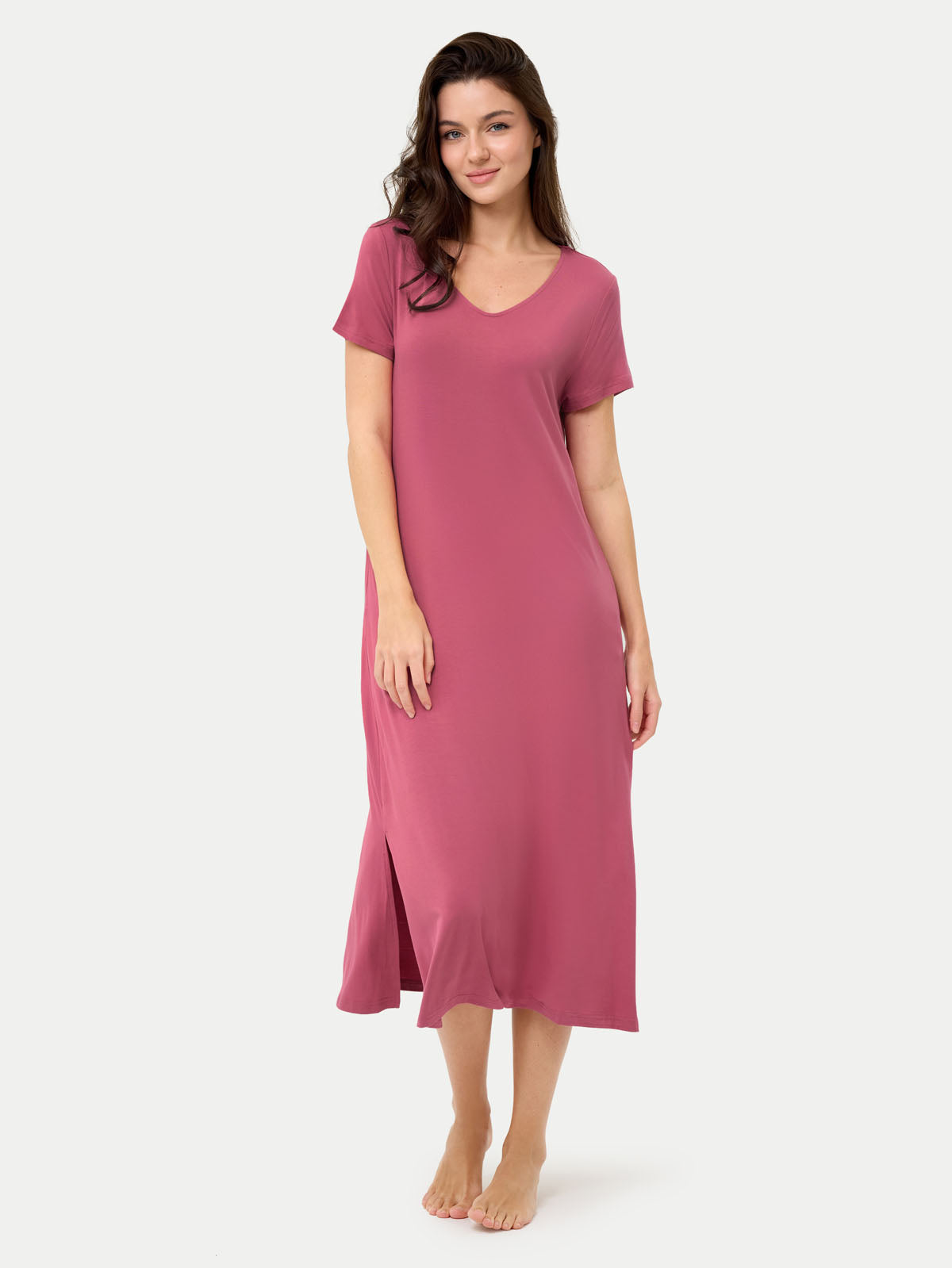 Short Sleeve Long Bamboo Sleepshirt Forest Green / S