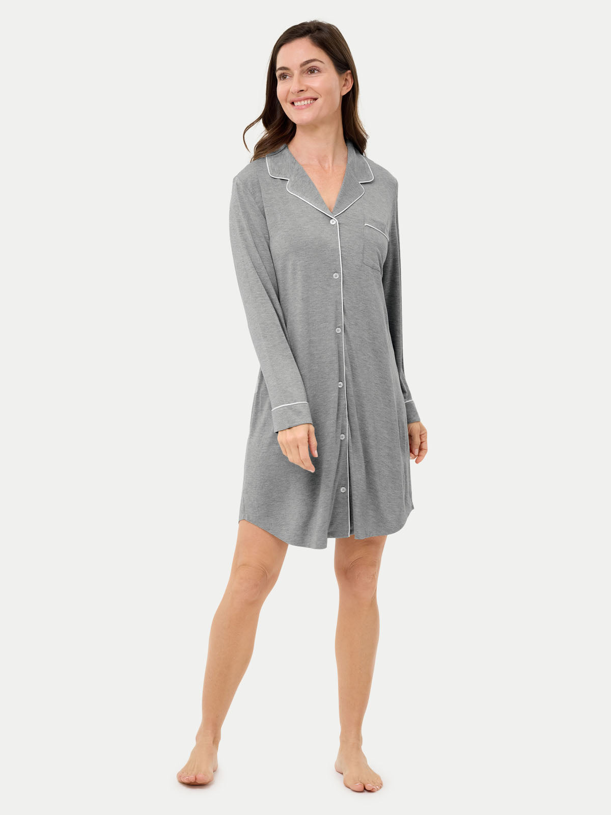 #color_heather gray / Carlye is 5′8½″ wearing a size S