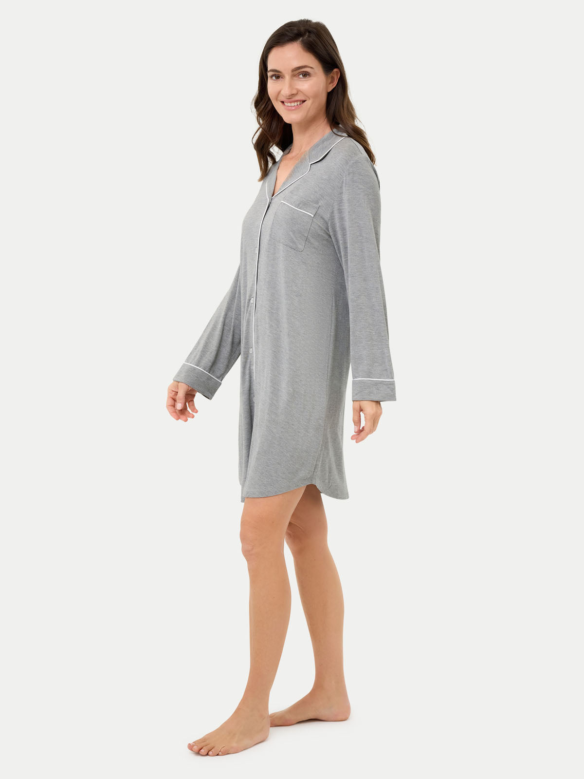 #color_heather gray / Carlye is 5′8½″ wearing a size S