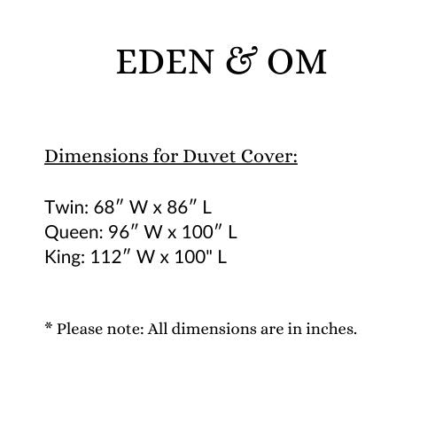 Size chart for Bamboo Duvet Cover - Exclusive Patterns