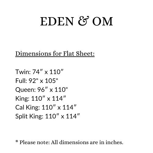 Size chart for Bamboo Flat Sheets
