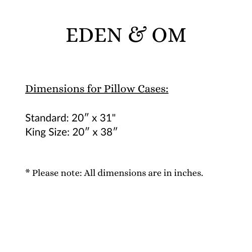 Size chart for Bamboo Pillow Cases