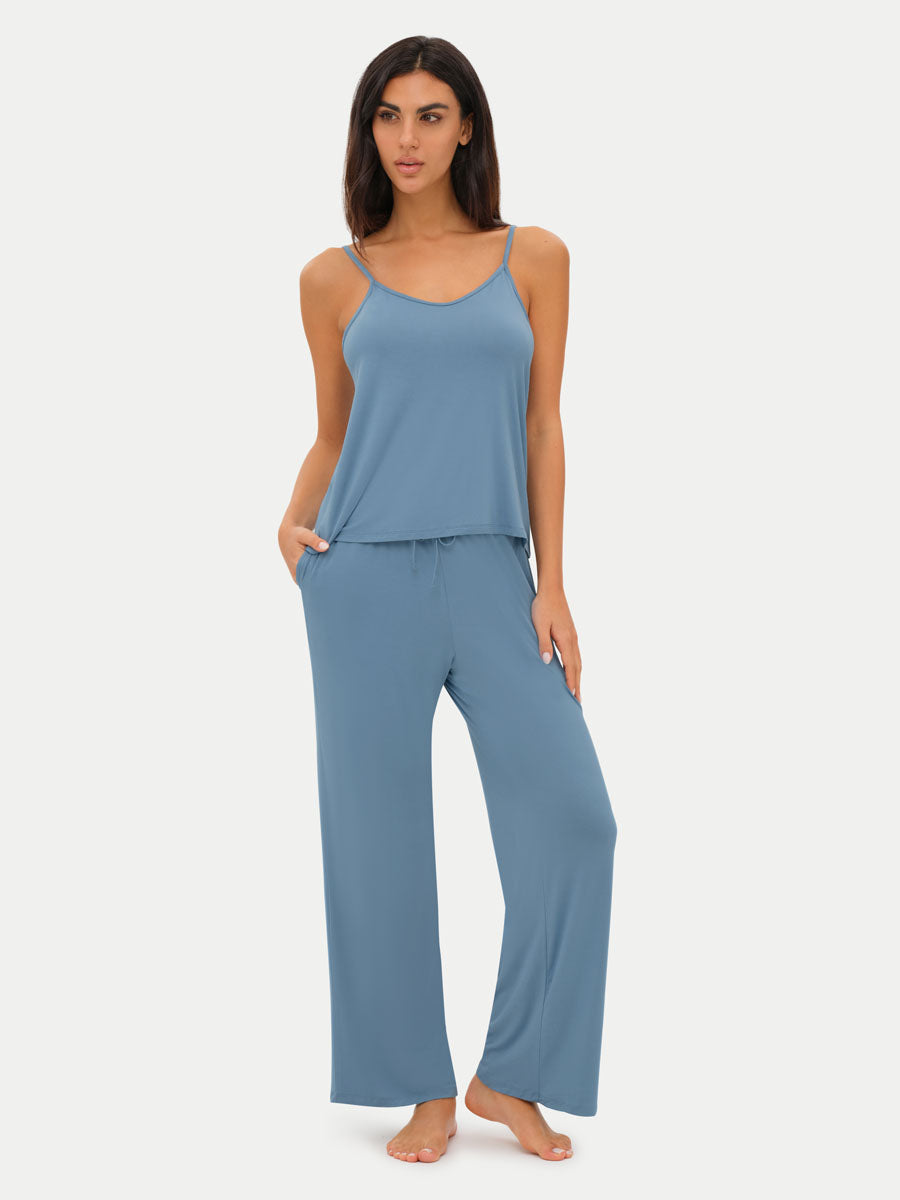 Coastal blue bamboo cami pajama set