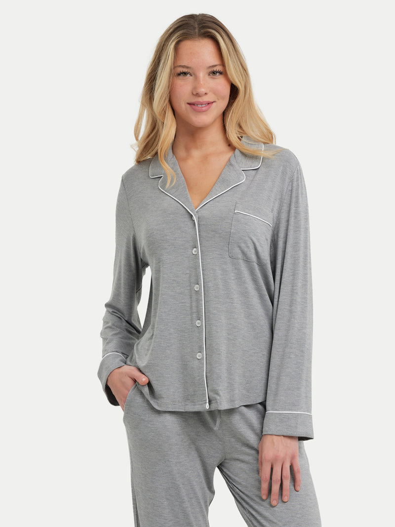 Bamboo Short Sleeve Top & Shorts Pajama Set (Owl Feather)